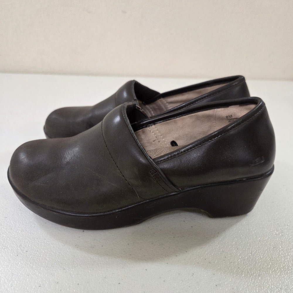 JBU by Jambu Cordoba Brown Leather Wedge Clog Slip On‎ Shoes Womens 8M JB15COR34